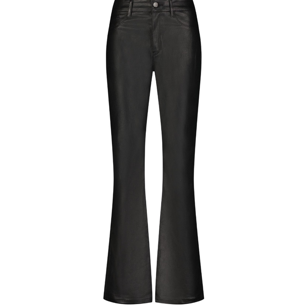 Noli Jet Leather Coated Black Wide Leg Jeans